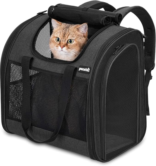Pecute Cat Backpack with Widened Interior Space, Upgraded Dog Backpack Carrier with Various Ways to Carry, Pet Backpack with Breathable Mesh, Pet Travel Carrier with Soft Padded,Dark Grey | Breathable Mesh, Reinforced Support, Various Carry Ways, Ergon...