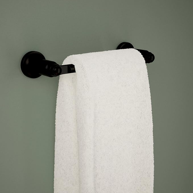 Delta Saylor (1-Pack) 8'' Towel Rack for Bathroom Matte Black Towel Bar for Bathroom Wall Hand Towel Holder Rod Wall Mounted Kitchen Towel Holder 73508-BL