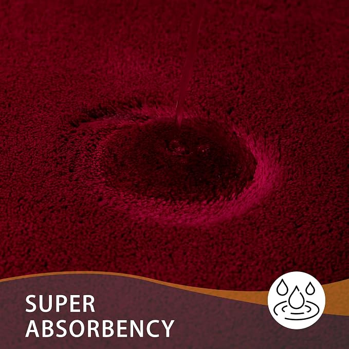 MINIDEAR Bathroom Rugs 36x24 Wine Red - Thick Memory Foam Bath Mat, Ultra Soft & Plush Fluffy, Non-Slip, Quick Dry, Absorbent Washable Floor Microfiber Mat for Tub, Home Decor Accessories