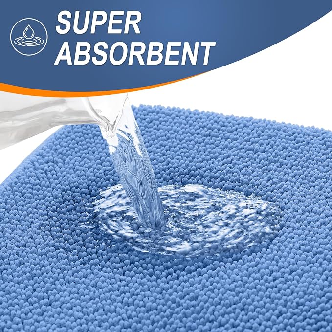 OLANLY Memory Foam Bathroom Rugs 30x20, Absorbent Bath Mat, Cornflower Blue | Soft Quick Dry Bath Rugs, Non-Slip, Machine Washable Carpet for Bathroom Floor, Tub and Shower, Home Decor Accessories