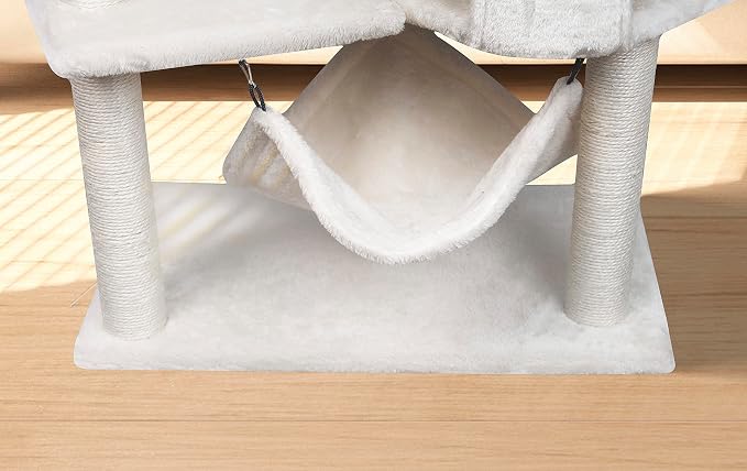 YUNIQUE 39.4'' Cat Tree with Cat Condo and Big Hammock, Beige