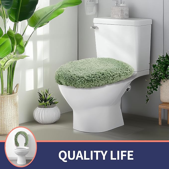 Soft Microfiber Toilet Seat Cover 17.5" x 15" Machine Washable | Solid Toilet Lid Cover Adjustable Rubber Backing Fits Most 16 -17.5" L x 14-16" W Round Oblong and Elongated Toilet Seat
