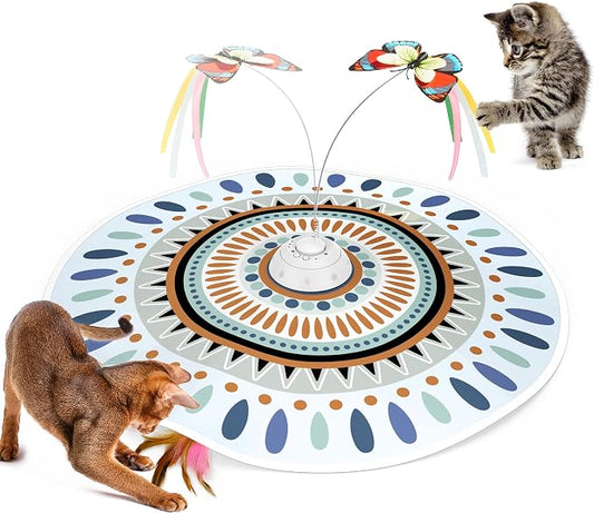 Potaroma Cat Toys Chargeable, 3in1 Hide and Seek for Kittens, Interactive Automatic Play, Fluttering Butterfly, Moving Wand Feather, Indoor Kitty Exercise 22.8 Inch Cover for All Breeds | Automatic Play, Fluttering Butterfly, Moving Wand Feather, Indoo...