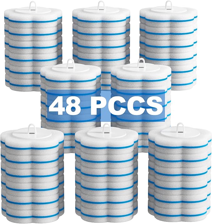 48 Pack Disposable Toilet Wand Refills for Cinola Toilet Handle, 3-Layer Toilet Brush Replacement Heads, Hygienic Disposable Toilet Bowl Cleaner Pads for Bathroom Deep Cleaning