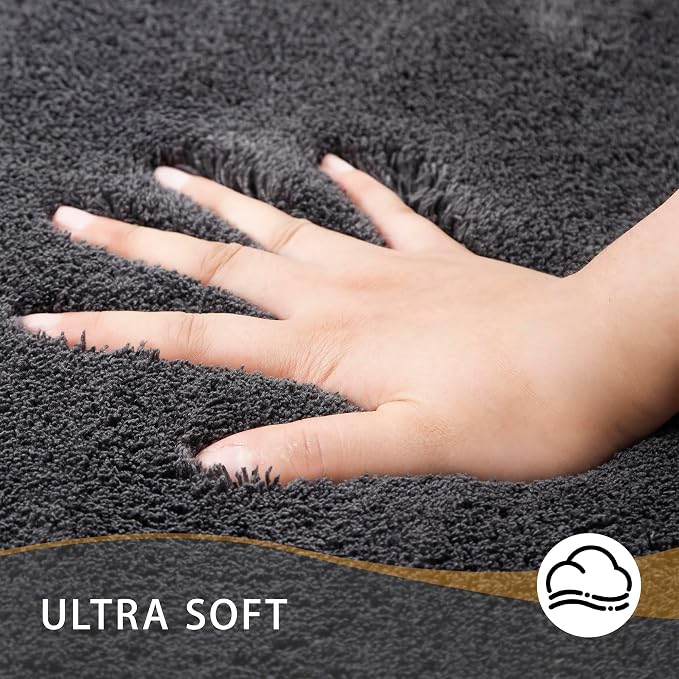 MINIDEAR Bathroom Rugs 60x24 Volcanic Gray - Thick Memory Foam Bath Mat, Ultra Soft & Plush Fluffy, Non-Slip, Quick Dry, Absorbent Washable Floor Microfiber Mat for Tub, Home Decor Accessories