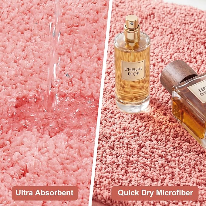 Bathroom Rugs Sets 2 Piece Non Slip Washable Bath Mat Set | Microfiber bath rug set with toilet mats for bathroom , Soft Absorbent toilet rug set TPR Rubber Backed bathroom floor mat