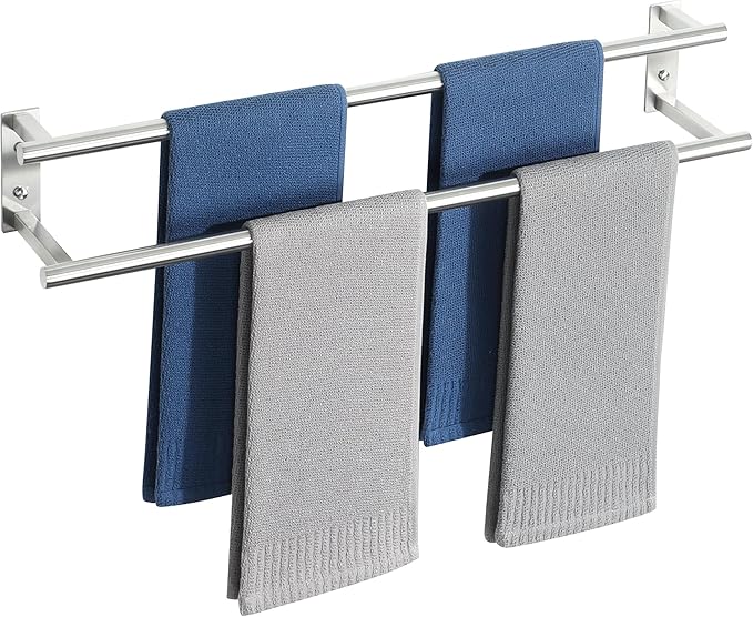 Alise Bathroom Double Towel Bars 28'',Wall Mount Towel Holder Towel Racks for Bathroom Labatory,SUS304 Stainless Steel Towel Hanger Towel Rails,Brushed Nickel