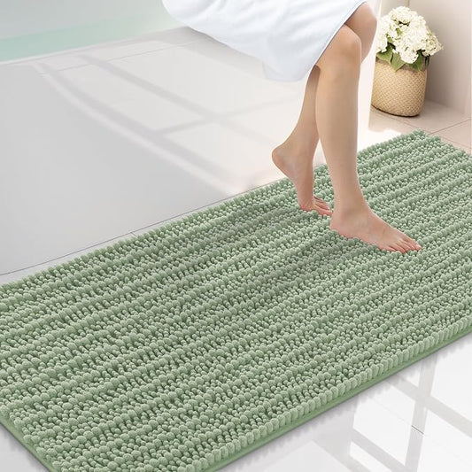 Smiry Bathroom Rugs 59X24, Extra Soft Rubber Backing Chenille Bath Mats | Sage Green Machine Washable Non Slip Quick Dry Bath Mats for Bathroom Floor, Tub, Shower, Home Decor Accessories