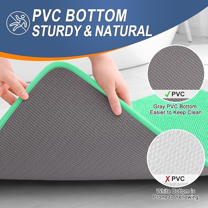OLANLY Thick Memory Foam Bathroom Rug 30x20, Absorbent Bath Mat, Mint Green | Soft Quick Dry Bath Rugs, Non-Slip, Machine Washable Carpet for Bathroom Floor, Tub and Shower, Home Decor Accessories