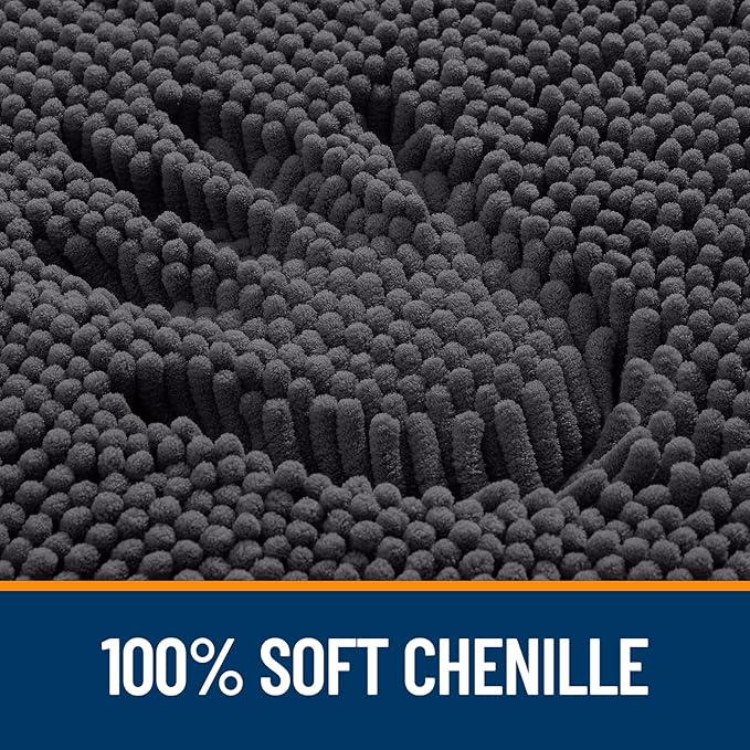 OLANLY Bathroom Runner Rugs 47x17, Extra Soft Absorbent Chenille Bath Rugs | Dark Grey, Quick-Drying Rubber Backing, Washable Long Bath Mat for Bathroom Floor, Tub and Shower, Home Decor Accessories