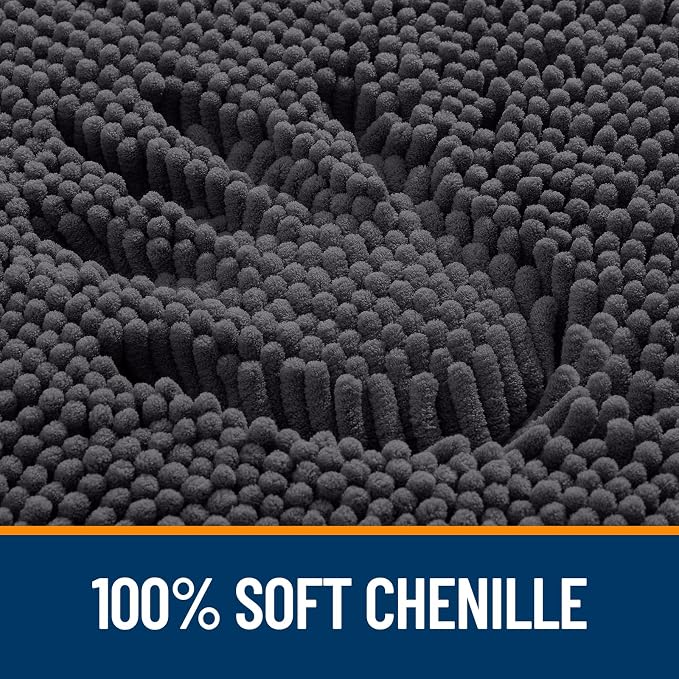 OLANLY Bathroom Runner Rugs 59x20, Extra Soft Absorbent Chenille Bath Rugs | Dark Grey, Quick-Drying Rubber Backing, Washable Long Bath Mat for Bathroom Floor, Tub and Shower, Home Decor Accessories