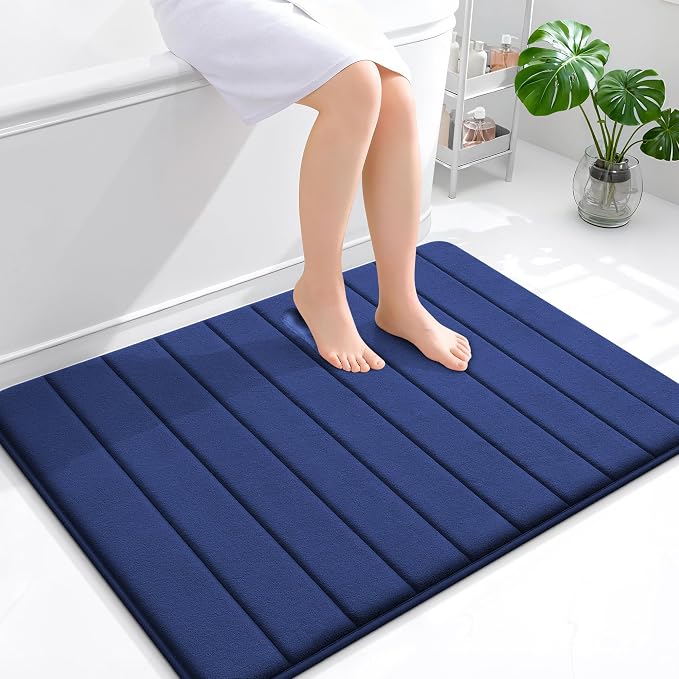 OLANLY Memory Foam Large Bath Mat 40x32, Super Soft Absorbent Bathroom Rugs | Twilight Sapphire, Quick Dry Bath Rug, Machine Washable Shower Floor Mats, Bathmat Carpet for Bathroom Floor, Tub and Shower