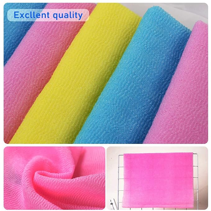 ARCH&M Japanese Exfoliating Washcloth, Yellow, 3-Pack | Korean & Japanese Style Scrub Cloth, Nylon Bath Washcloth, For Body & Back, Smoother Skin