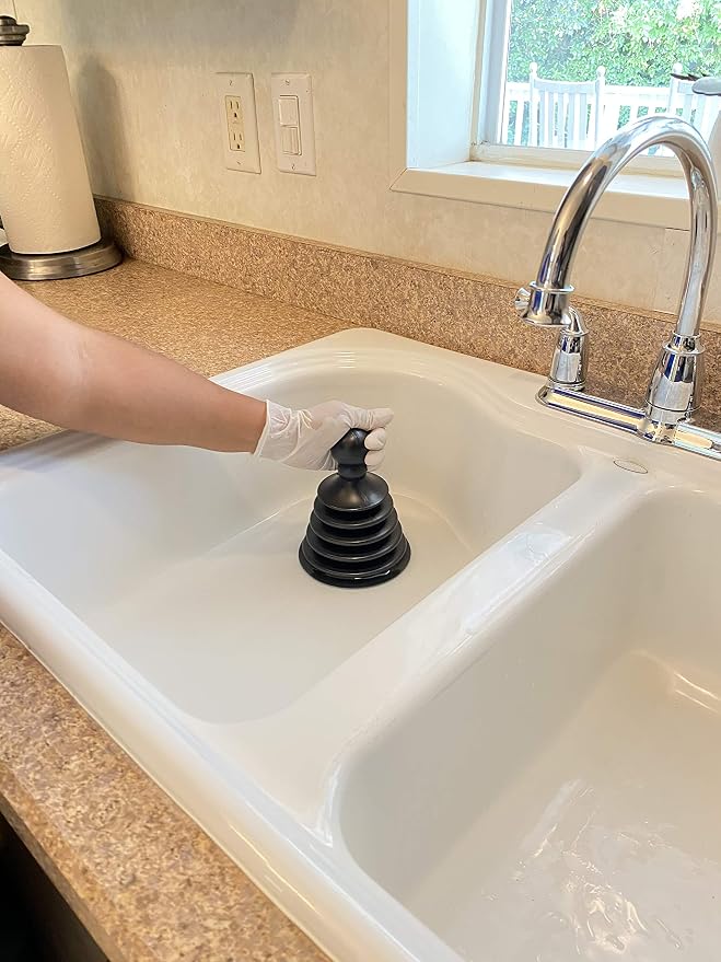 Master Plunger Mighty Tiny Plunger Designed for Bathroom/Kitchen Sinks, Perfect for RV’s. Unclogs Fast & Easy (Patent Pending), Black