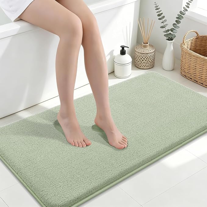 Smiry Memory Foam Bath Mat 44x24, Extra Soft Absorbent Bathroom Rugs | Sage Green Quick Dry, Machine Washable Bath Mats for Bathroom, Shower, Tub and Home Decor Accessories