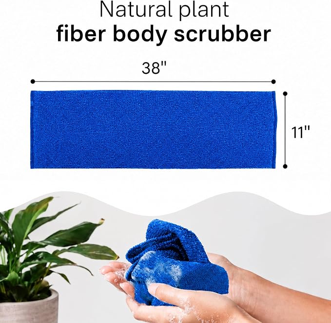 Exfoliating Washcloth Towel- Exfoliating Body Scrubber Exfoliator, Back Scrubber for Shower Bath, Exfoliate Rags Wash Cloths, Loofah Lufa Sponge,Dark Navy Blue + Dark Blue + Blue