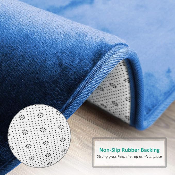 Clara Clark Bathroom Rugs, Velvet Memory Foam Bath Mat, Non-Slip, Machine Washable Bath Rugs - Dries Quickly, Ultra Soft Plush Bath Mats for Bathroom, 20 x 24, Royal Blue
