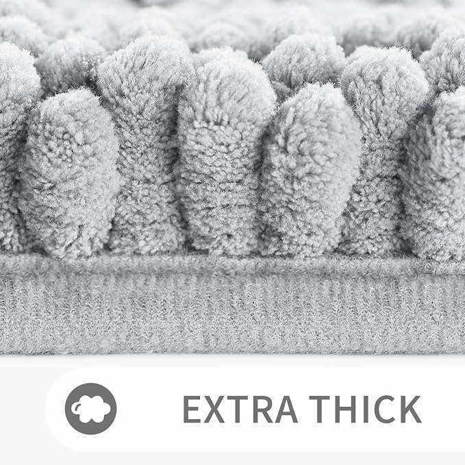 Yimobra U Shaped Toilet Rug Set, Absorbent Chenille, 24x17+24x20, Silver Gray