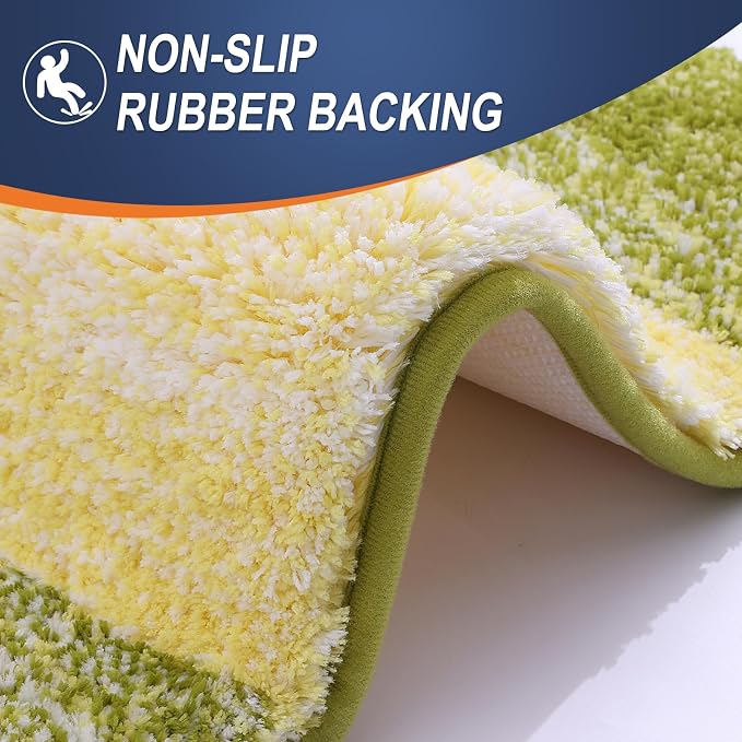 OLANLY Micorfiber Bathroom Rug Set 2 Piece, 30"x20"+24"x16" | Olive Green, Soft Absorbent Bath Rug Set, Non-Slip, Machine Wash Dry, Plush Shaggy Bath Mats for Bathroom
