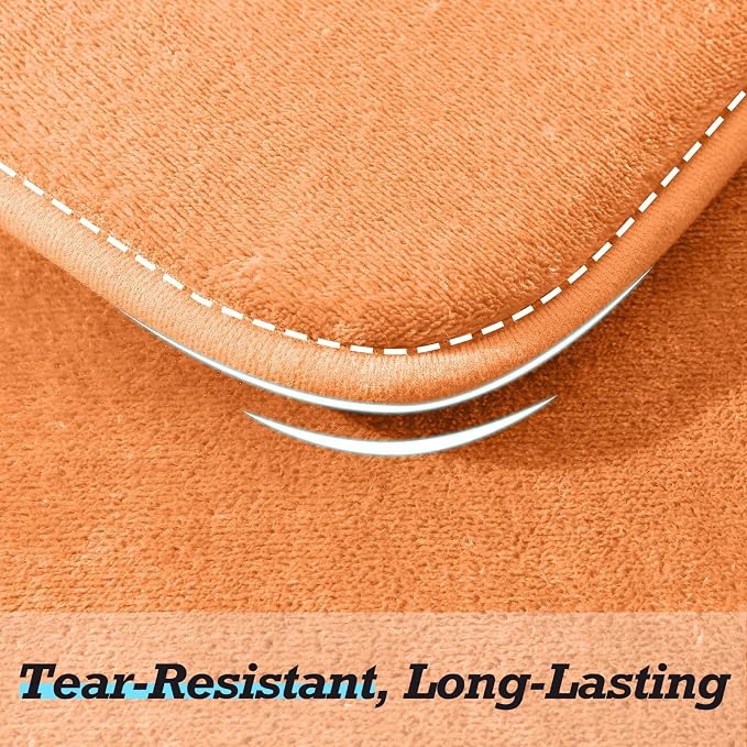 Bathroom Rugs Sets 3 Piece, Non-Slip & Quick Dry Bath Mat Set, Ultra Soft Velvet Bath Rugs for Bathroom, Toilet and Shower Floor, Orange