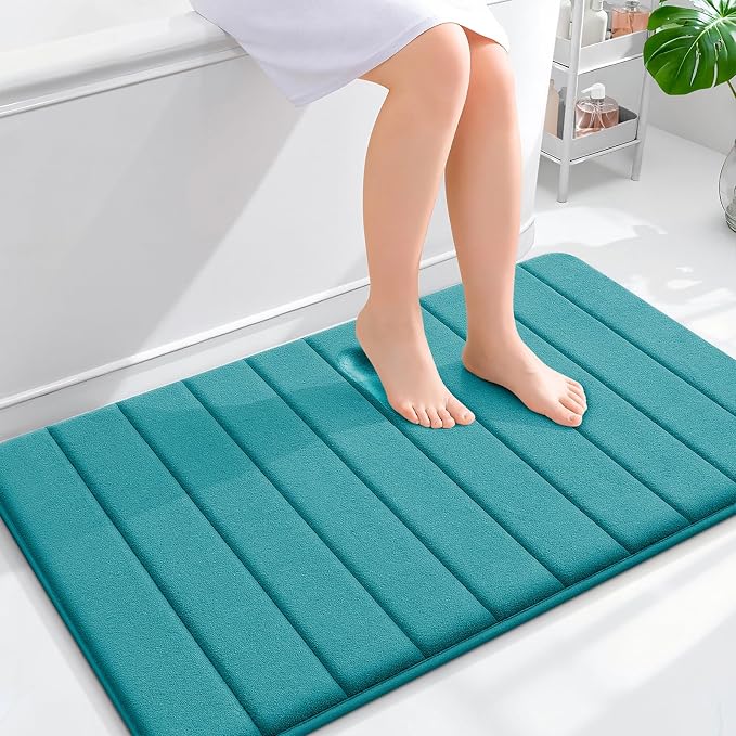 OLANLY Memory Foam Large Bath Mat 40x24, Super Soft Absorbent Bathroom Rugs | Deep Lake, Quick Dry Bath Rug, Machine Washable Shower Floor Mats, Bathmat Carpet for Bathroom Floor, Tub and Shower