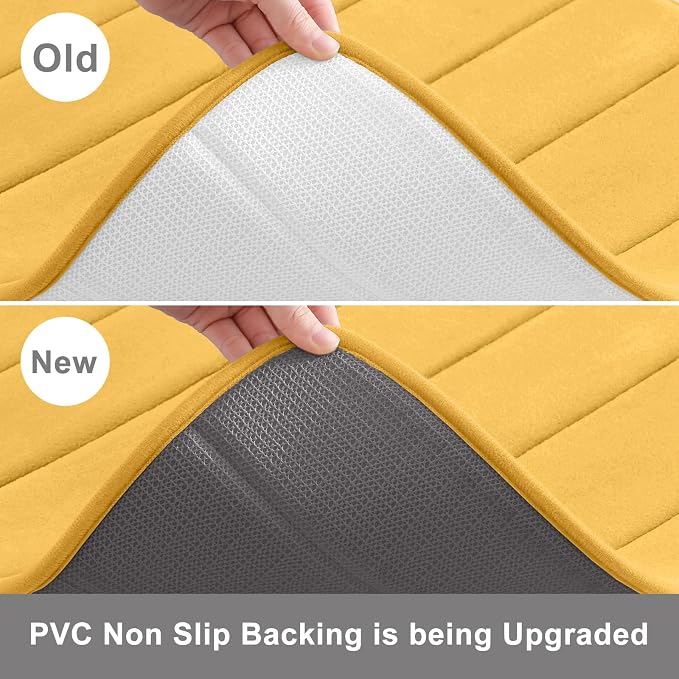 Buganda Memory Foam Bath Mat 47 x 24, Ultra Soft Absorbent Bathroom Rugs | Yellow, Machine Washable Quick Dry Bath Mats for Bathroom Floor, Shower and Tub, Home Decor Accessories