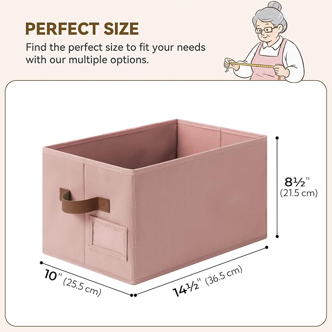 GRANNY SAYS Clothes Storage Bins, Closet Storage Bins for Shelves, Fabric Storage Basket with Handles, Collapsible Decorative Storage Box, Dusty Pink, Medium, 3-Pack