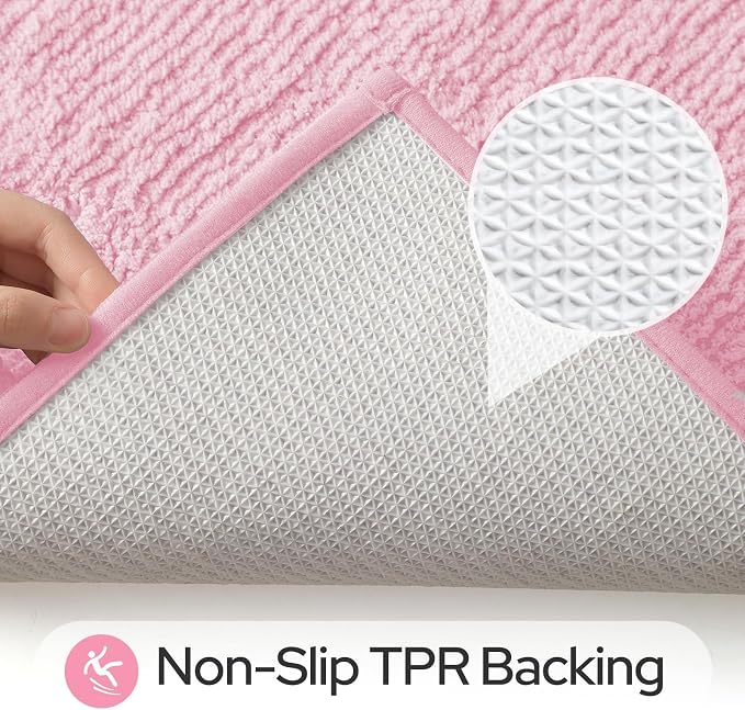 HOMEIDEAS Light Pink Bathroom Rugs Sets 2 Piece 20" x 32" + 16" x 24" | Super Soft and Absorbent Microfiber Tufted Bath Mats, Non-Slip and Machine Washable for Bathroom, Shower, Tub