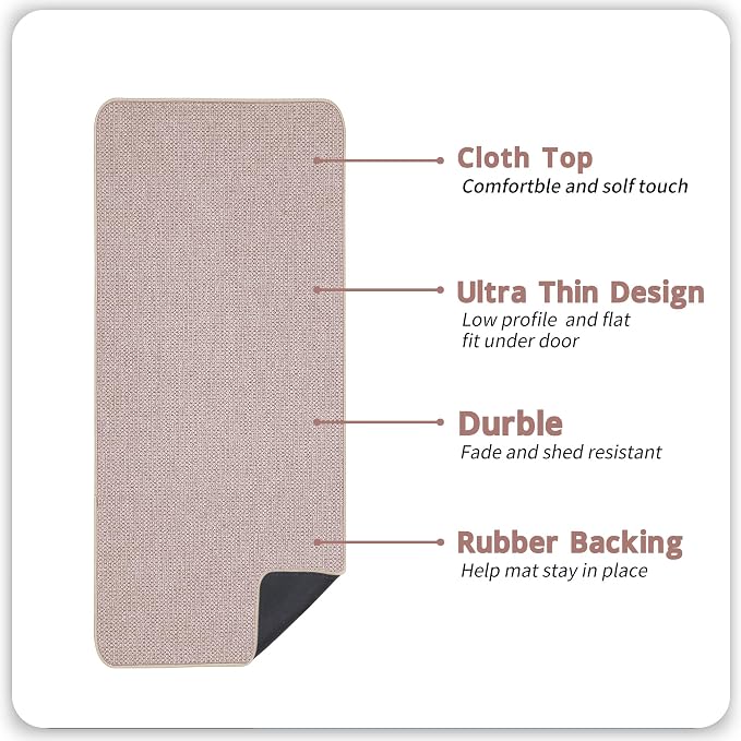 Bosap Bath Mat,Ultra Thin Bathroom Runner Rugs,Large Bath Mats for Bathroom,Quick Dry,Non-Slip,Machine Washable,Low Pile,Bath Rug,Shower Outside,Sink,Home Decor Accessories.Beige,2'x6'(24x72inch)