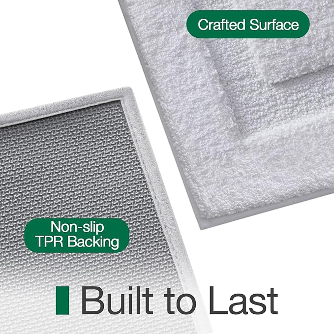 LUMI Ultra Soft Bathroom Runner Rugs, Non Slip Bath Mat 24x60, White | Machine Washable with Rubber Backing, Quick Dry, Premium Microfiber Carpet for Bathtub and Shower Floor