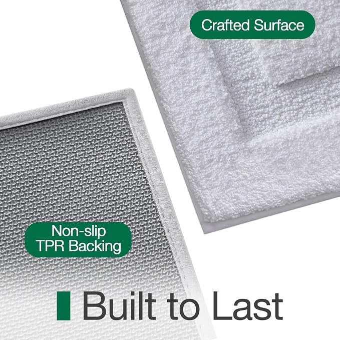 LUMI Ultra Soft Bathroom Rugs Absorbent, Non Slip Bath Mat 24x36, White | Machine Washable with Rubber Backing, Quick Dry, Premium Microfiber Plush Carpet for Bathtub and Shower Floor