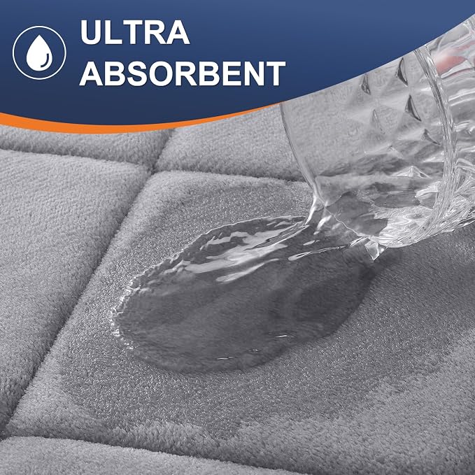 OLANLY Memory Foam Bath Mat 30x20, Ultra Soft and Absorbent Bathroom Rugs | Medium Grey, Quick Dry, Machine Washable Shower Bath Rugs, Comfortable Bath Carpet for Bathroom Floor, Tub and Shower