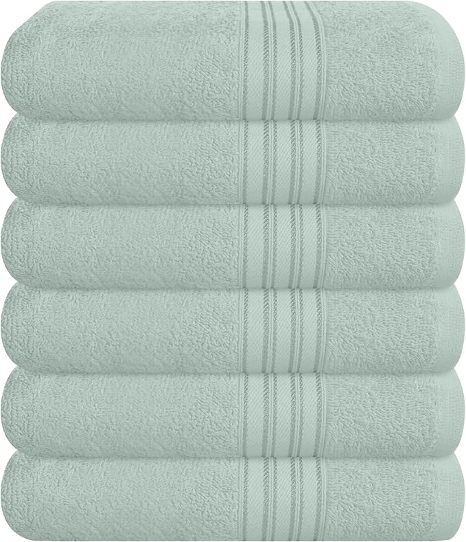 BOUTIQUO Ultra Soft Cotton 6 -Piece Hand Towel Set 16x24 Inch, Ideal for use in Bathroom, Kitchen, Gym, Spa & General Cleaning, Compact & Lightweight Multi Purpose Hand Towels - Sea Green