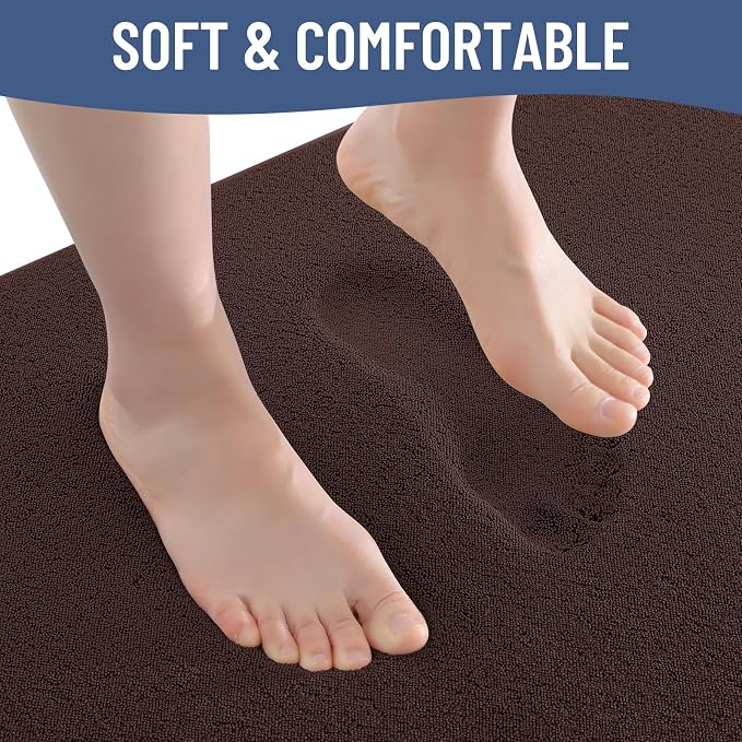 Smiry Memory Foam Toilet Rugs U Shaped 24x24, Extra Soft Bath Mat | Brown Quick Dry, Machine Washable Bath Mats for Bathroom, Shower, Tub and Home Decor Accessories