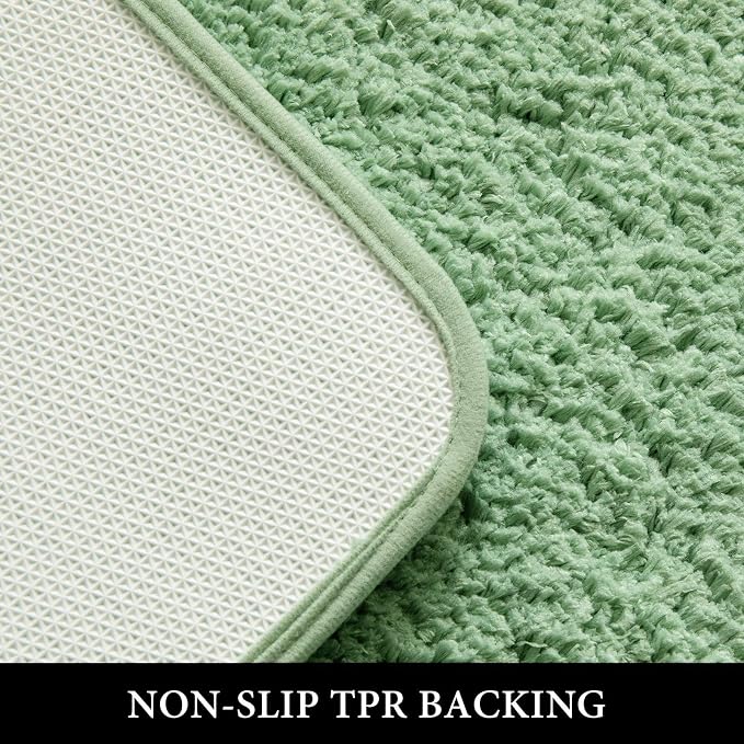 MIULEE Sage Green Bathroom Rugs Set 2 Piece Soft Bath Mats 20x20+20x32 Inch | Absorbent Microfiber Bath Mat and U-Shaped Toilet Rug, Non Slip, Quick Dry, for Bathroom Floor Tub Showers, Machine Washable