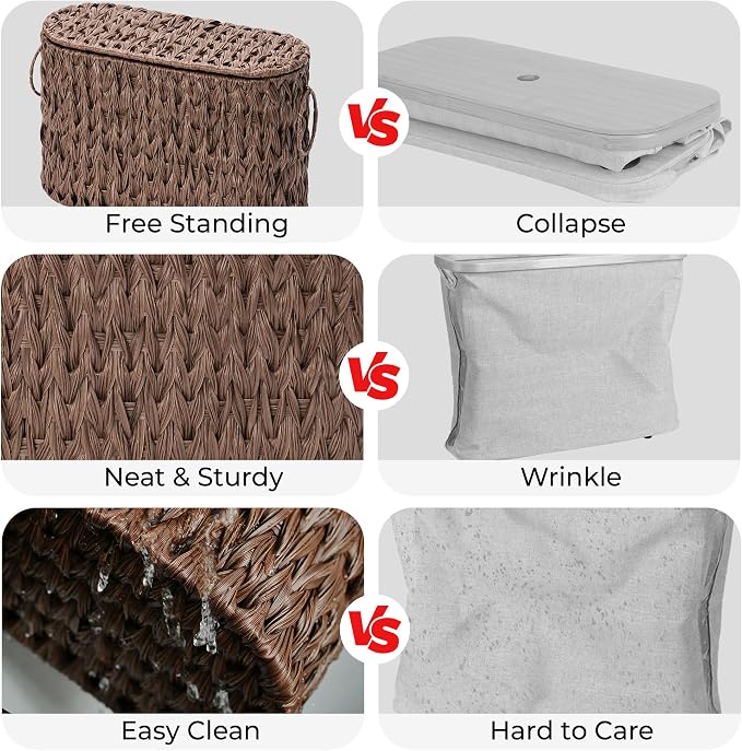 GRANNY SAYS Toilet Paper Storage Basket with Lid, Woven Toilet Paper Holder, Waterproof Bathroom Organizers and Storage, Wicker Basket for Bathroom Storage, Brown