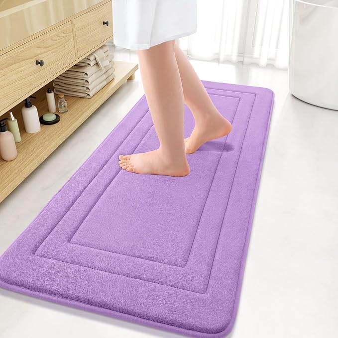 Arotive Memory Foam Bathroom Rug Mat 47x20, Ultra Soft and Absorbent Bath Mat, Machine Wash Dry, Comfortable Bath Rug Carpet for Bathroom Floor, Tub and Shower, Lavender