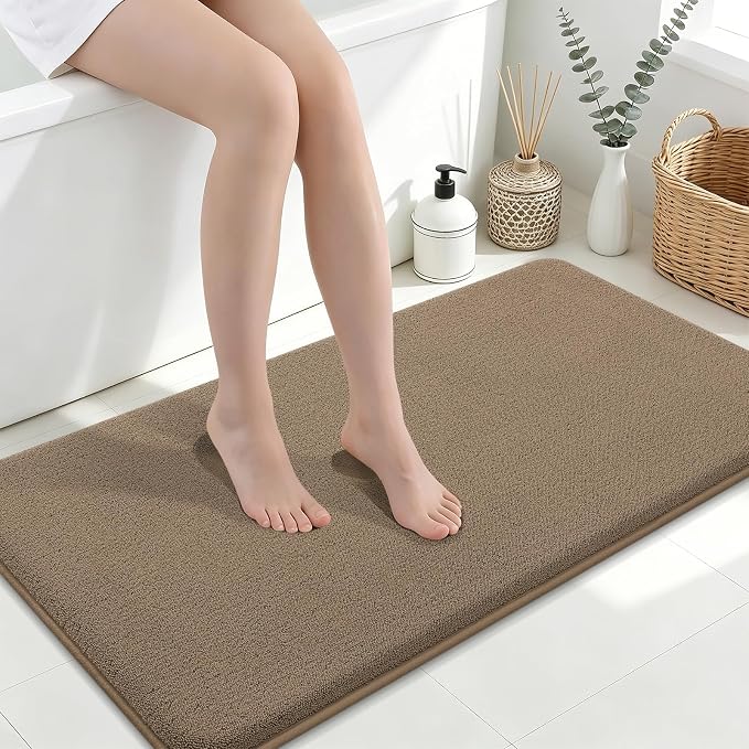 Smiry Memory Foam Bath Mat 44x24, Extra Soft Absorbent Bathroom Rugs | Camel Quick Dry, Machine Washable Bath Mats for Bathroom, Shower, Tub and Home Decor Accessories