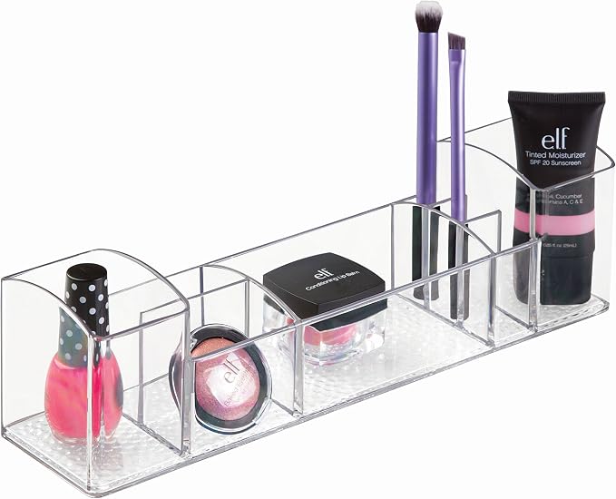iDesign 43030 Med+ 12" Plastic Divided Vanity Medication and Bathroom Accessory, 12" x 3" x 3.5", Multi-Level Organizer | Medication and Bathroom Accessory