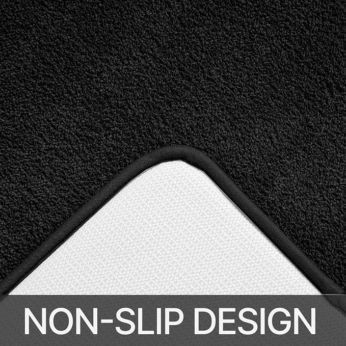 HOMEIDEAS 3 Piece Bathroom Rugs Set, Black 17"x24"+20"x32"+20"x24" | Memory Foam, Ultra Soft, Super Absorbent Bath Mats, Non Slip Backing, U Shaped Toilet Rug for Bathroom, Tub and Shower