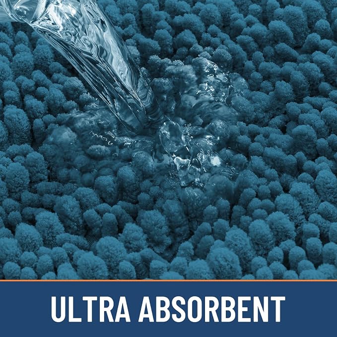 Smiry Bathroom Rugs 40X32, Extra Soft Rubber Backing Chenille Bath Mats | Peacock Blue Machine Washable Non Slip Quick Dry Bath Mats for Bathroom Floor, Tub, Shower, Home Decor Accessories
