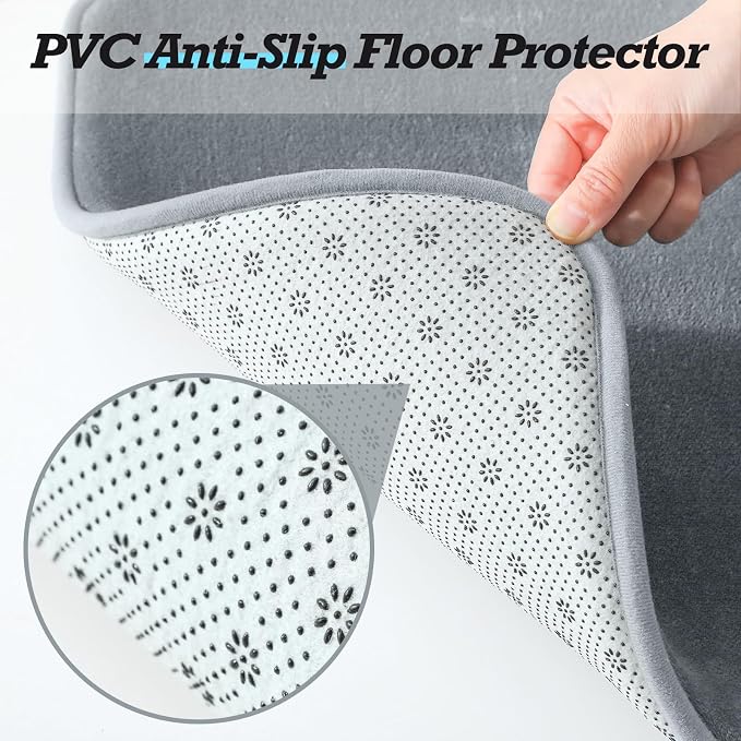 Bathroom Rugs Sets 2 Piece, Non-Slip & Quick Dry Bath Mat Set, Ultra Soft Velvet Bath Rugs for Bathroom, Toilet and Shower Floor, Grey