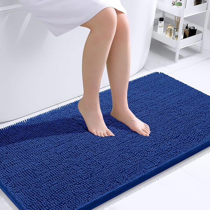 OLANLY Bathroom Runner Rugs 40x24, Extra Soft Absorbent Chenille Bath Rugs | Royal Blue, Quick-Drying Rubber Backing, Washable Long Bath Mat for Bathroom Floor, Tub and Shower, Home Decor Accessories