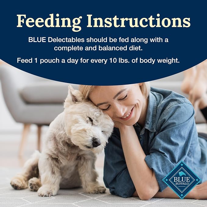 Blue Buffalo Delectables Beef Grain-Free Dog Food Topper, 3 oz, 24 ct | Grain-Free, Real Beef Cuts in Gravy, Single-Serve Pouches, No Chicken By-Product, Corn, Wheat, or Soy
