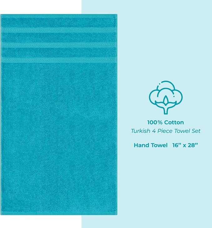 American Soft Linen 100% Cotton Luxury Turkish Towels, 4 PC Hand Towel Set | Soft Absorbent Quick Dry OEKO Tex Standard 100 Certificated Durable Machine Washable Premium Hotel Quality