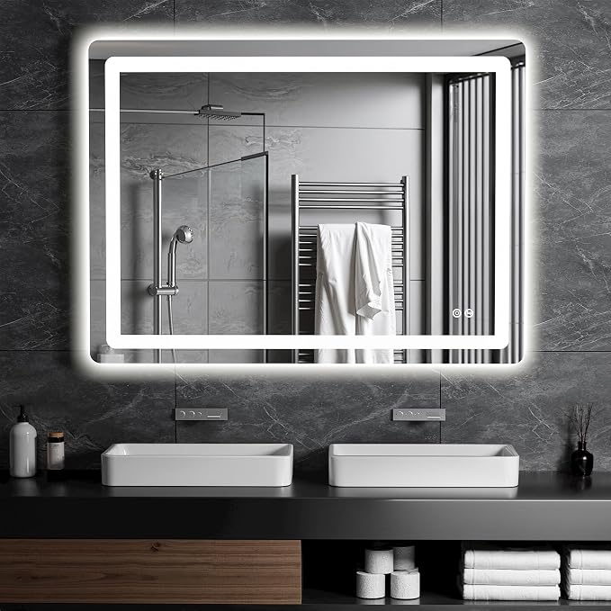 TRAHOME LED Bathroom Vanity Mirror with Lights, 30"x40" Lighted Wall Mirror | Front and Backlit, Anti Fog, Dimmable 3 Color Lighting, Memory Function, Shatterproof Glass, Plug in or Hardwired