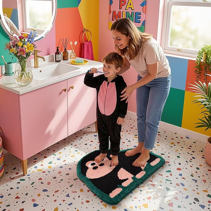 LUMI Cute Animal Bathroom Rugs, Chimpanzee, Plush Absorbent Bath Mats for Bathroom, Non-Slip Backing, Washable, Ideal for Shower Sink Bathtub Room Decor, 24"x30"
