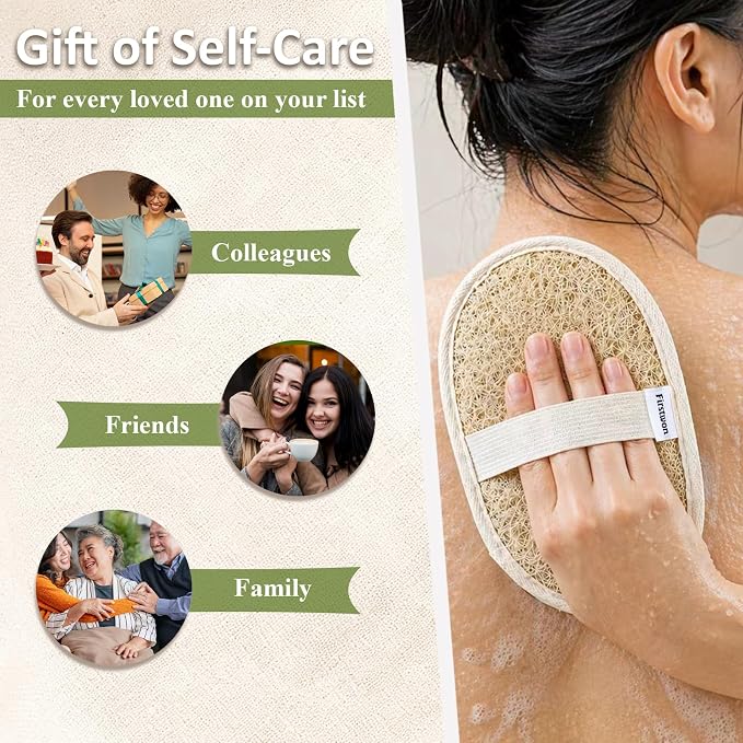Premium Egyptian Natural Loofah Sponge 100% Plant-Based Exfoliating Body Scrubber Dye-Free Biodegradable Shower Pouf Deep Cleansing for Body Back and Face, Women & Men (3 Pack)