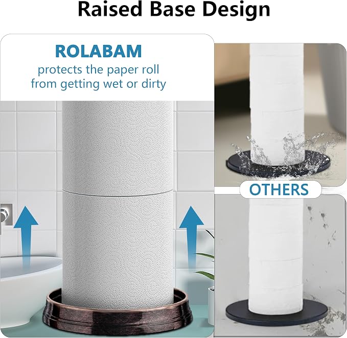 ROLABAM Toilet Paper Holder Stand, Free Standing Toilet Paper Storage for Bathroom, Weighted Base with Reserve for 4 Roll (2 Pack, Oil Rubbed Bronze)