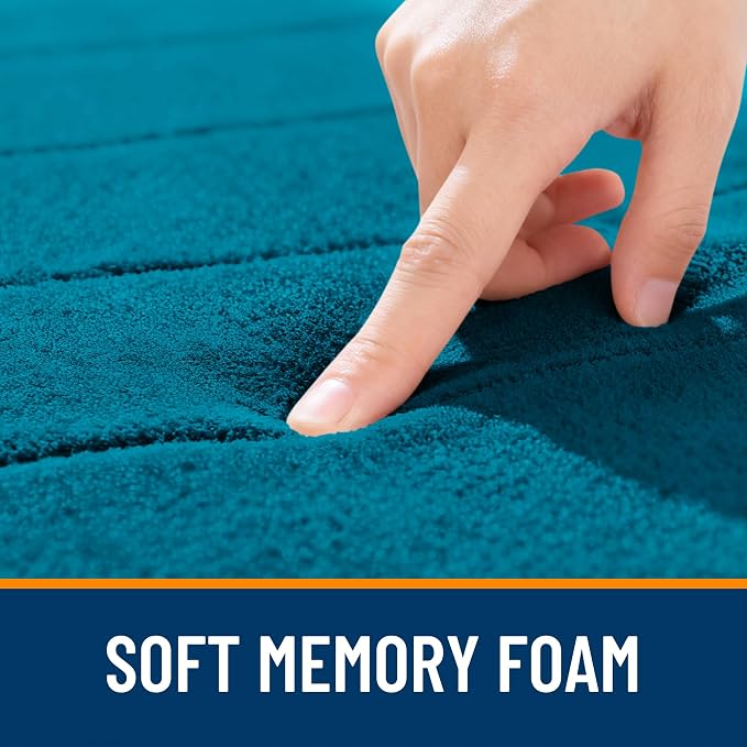 OLANLY Memory Foam Long Bathroom Rugs Runner 44x20, Super Soft Absorbent | Peacock Blue, Quick Dry Bath Mat, Machine Washable Shower Floor Rugs, Bathmat Carpet for Bathroom Floor, Tub and Shower